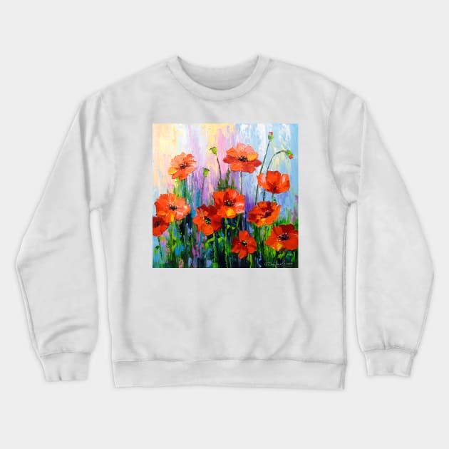 Poppies Crewneck Sweatshirt by OLHADARCHUKART